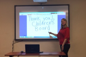 Lindsey Tucker with New Smartboard