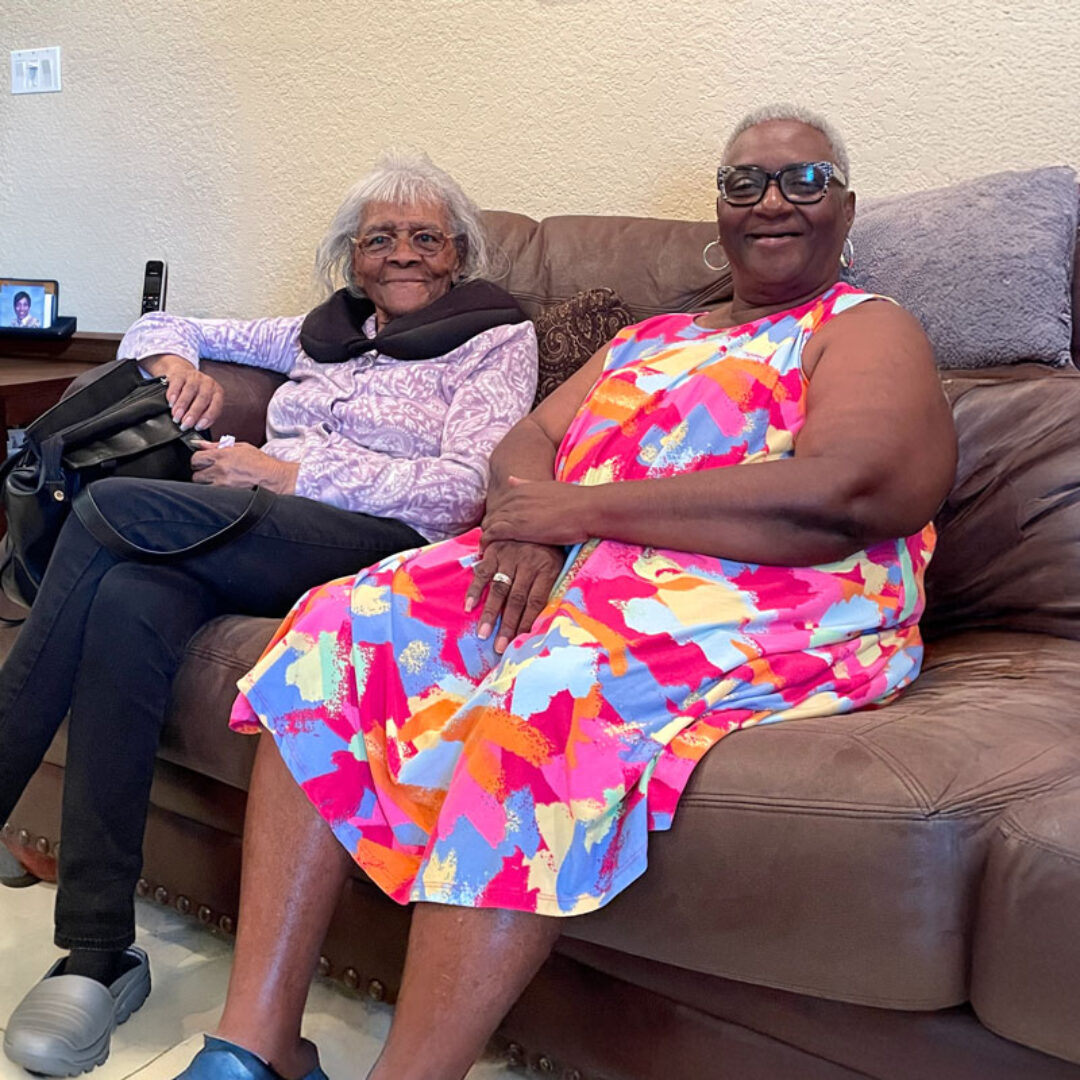 Senior Companion Program volunteer Home Visit Senior Companion Program volunteer from Seniors in Service visiting with an older adult at home in Tampa Bay, sharing conversation and friendship.