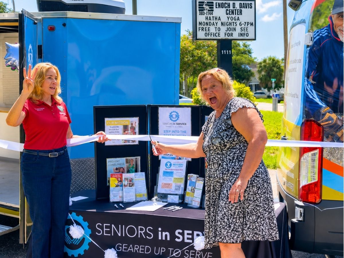 Mobile Outreach Unit Ribbon Cutting Celebration Seniors in Service staff and supporters celebrate the ribbon cutting of the new Mobile Outreach Unit in Pinellas County.